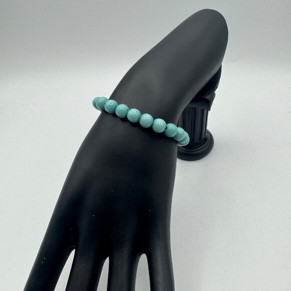 Turquoise Color Beaded Stretch Bracelet - Picture 3 of 4